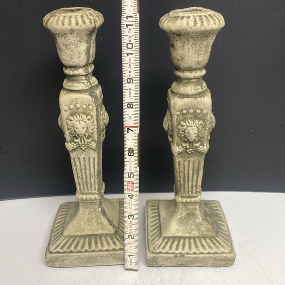 Giannini Plaster Molded Lion Candle Sticks Set of Two - Picture 13 of 16